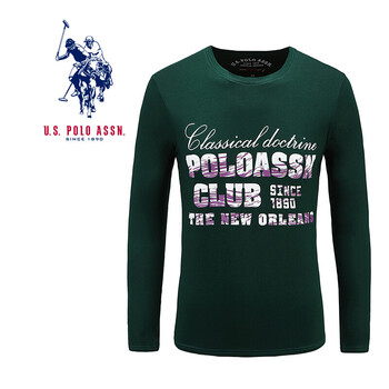 U.S.POLO ASSN. 長(cháng)袖 男士T恤 深木綠 XL，L，XXL，M