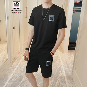 AEMAPE 五分袖 男士T恤 黑色 XL，L，XXXL，XXL，M