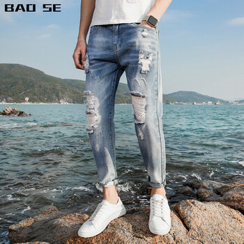 爆色（BAOSE） 小腳褲  男士牛仔褲