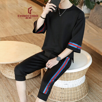 C2潮朝（C2 CHAOZHAO） 七分袖 男士T恤 黑色(17款) XL，L，XXXL，M，XXL