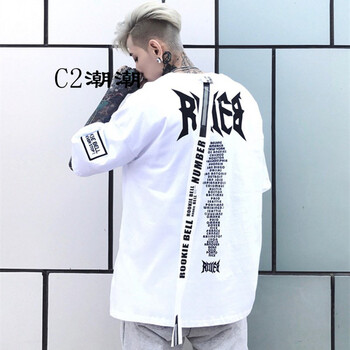 C2潮朝（CHAO CHAO） 五分袖 男士T恤 白色 S，XL，L，M