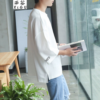 西谷（xigu） 七分袖 男士T恤 字母袖白色 S，XL，L，M，XXXL，XXL