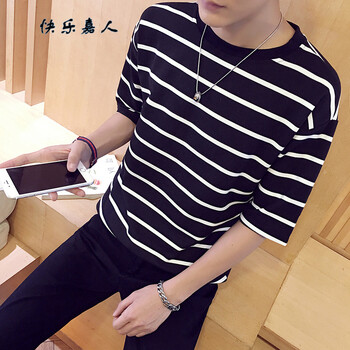 快樂嘉人 五分袖 男士T恤 黑色 XL，L，M，XXL，XXXL