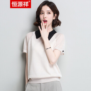 恒源祥 鏤空 短袖 T恤 女 翻領(lǐng)