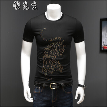 管先生 短袖 男士T恤 9310黑色 XL，L，XXL，M，加大，XXXL
