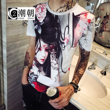 C2潮朝（C2 CHAO CHAO） 短袖 男士T恤 白色 S，XL，L，XXXL，M，XXL