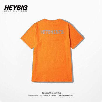 HEYBIG 短袖 男士T恤 橙色(（3M反光印花）) 