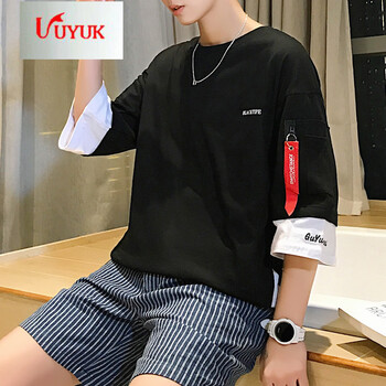 UYUK 短袖 男士T恤 黑色 S，XL，L，XXL，XXXL，M