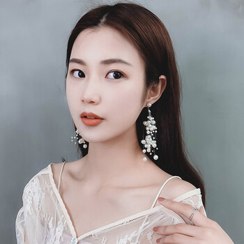 佑宇耳環(huán)仿珍珠，合成水晶