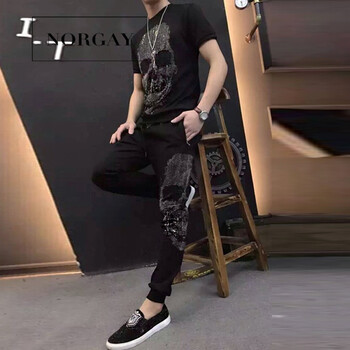 諾爾蓋（NORGAY） 短袖 男士T恤 白鉆單骷髏套裝 