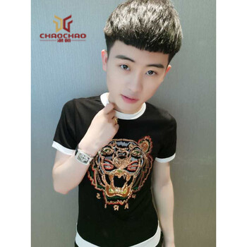 C2潮朝（C2 CHAO CHAO） 短袖 男士T恤 黑色 S，XL，L，M，XXL，XXXL