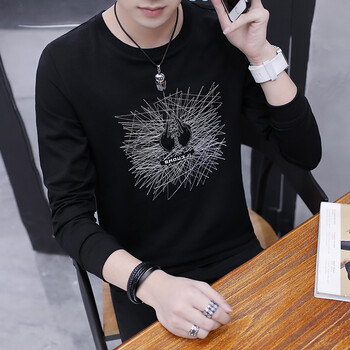 茜靚（Chyllirn） 長袖 男士T恤 601黑色 XL