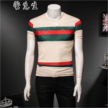 閃爆（SHANBAO） 短袖 男士T恤 81889杏色 XL，5XL，L，加大，M，XXXL，XXL