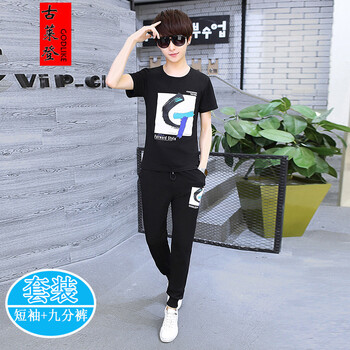 古萊登（GODLIKE） 長袖 男士T恤 8922黑色短袖+九分褲 XL，L，XXL，XXXL，M