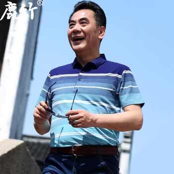 鹿竹 短袖 男士T恤 水藍(lán) 