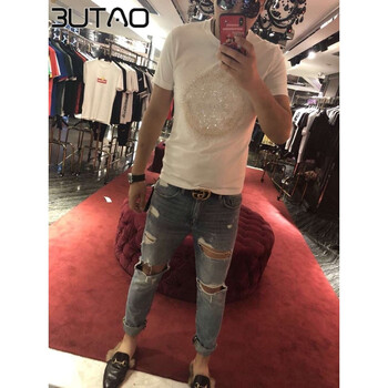 布淘（BUTAO） 短袖 男士T恤 全鉆白 