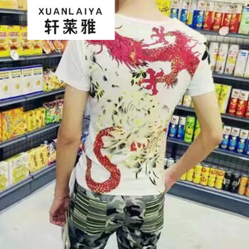 軒萊雅（XUANLAIYA） 短袖 男士T恤 紋身菊花短袖 