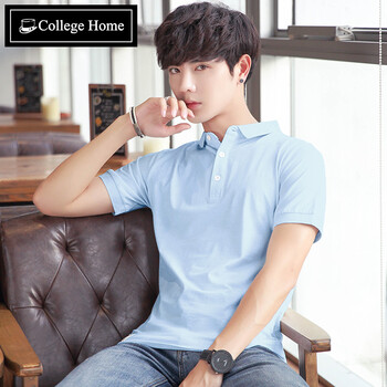 Collegehome 短袖 男士T恤 淺藍色 