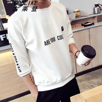 古萊登（GODLIKE） 七分袖 男士T恤 T01英文白色七分袖 S，XL，L，XXL，M