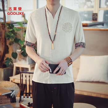 古萊登（GODLIKE） 五分袖 男士T恤 米白色 XL，L，M，XXL，XXXL