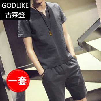 古萊登（GODLIKE） 短袖 男士T恤 深灰色(套裝) 