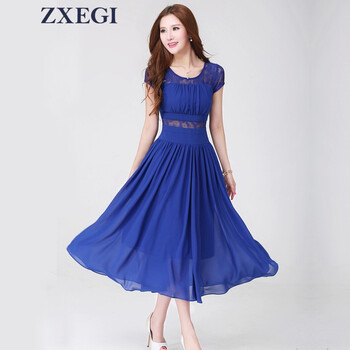 ZXEGI 純色 綁帶 連衣裙