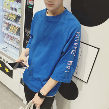 古萊登（GODLIKE） 長(cháng)袖 男士T恤 高質(zhì)量七分袖藍色 