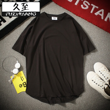 傾陌（QINGMO） 七分袖 男士T恤 黑色 