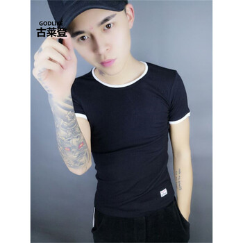 古萊登（GODLIKE） 短袖 男士T恤 8純色黑色 S，XL，L，M，XXXL，XXL