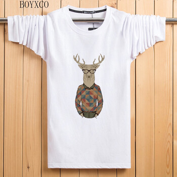 BOYXCO 長袖 男士T恤 白色小鹿人 S，XL，L，M，XXXL，XXL，加大