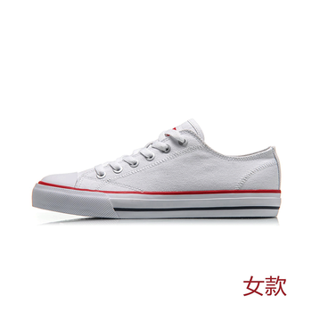李寧（LI-NING）板鞋-5（女）標(biāo)準(zhǔn)白/朱砂紅/深澤藍 