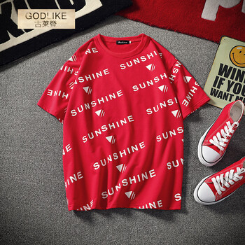 古萊登（GODLIKE） 短袖 男士T恤 紅色 XL，L，M，XXXL，XXL