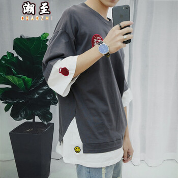 潮至（CHAOZHI） 短袖 男士T恤 深灰色 S，XL，L，M，XXL，XXXL
