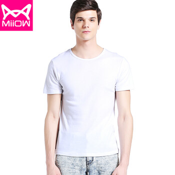 貓人（MiiOW） 短袖 男士T恤 白色 XL，L，XXL，XXXL