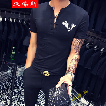 沃臻斯 短袖 男士T恤 頭像黑色 XL，L，XXXL，XXL，M