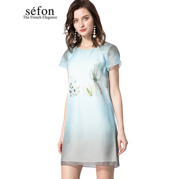 臣楓（Sefon） 植物花卉 撞色 連衣裙