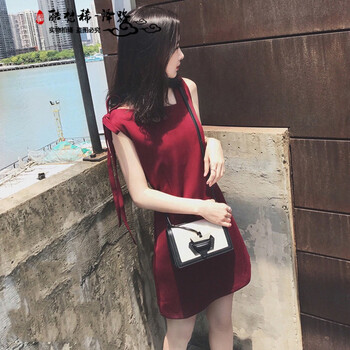 酷梵?。↘UFANXI） 純色 蝴蝶結(jié) 連衣裙