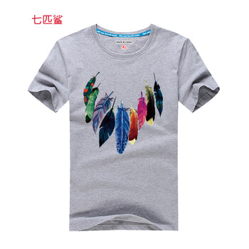 七匹鯊 短袖 男士T恤 灰色 S，XL，L，加大，XXXL，XXL，M