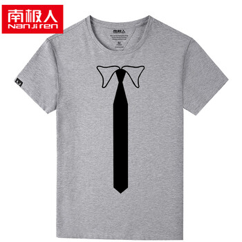 南極人（Nan Ji ren） 短袖 男士T恤 灰T恤/黑領(lǐng)帶 