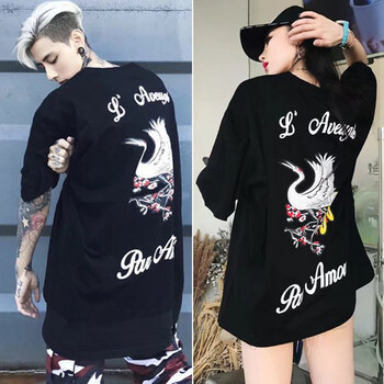 快樂嘉人 五分袖 男士T恤 仙鶴黑 S，XL，L，XXL，M