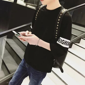 丹杰仕（DAN JIE SHI） 短袖 男士T恤 七分袖后印花黑 XL，L，XXL，M