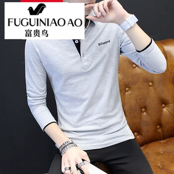 富貴鳥（FUGUINIAO） 長(zhǎng)袖 男士T恤 T102灰色 L