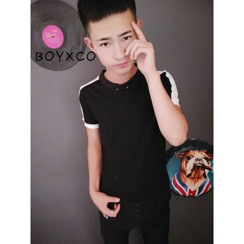 BOYXCO 短袖 男士T恤 條紋黑色 