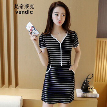 梵帝萊克（vandlc） 條紋 拼接 連衣裙