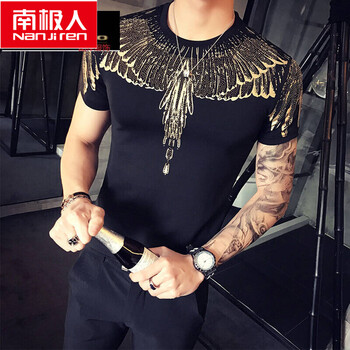 南極人（Nanjiren） 短袖 男士T恤 金色 XL，L，XXL，XXXL，M