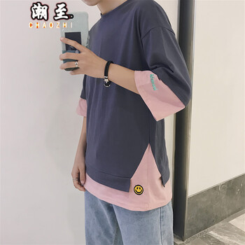 潮至（CHAOZHI） 短袖 男士T恤 藍色 S，XL，L，M，XXL，XXXL