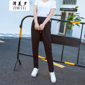 淑離（SHULI） 高腰 哈倫褲 女 九分褲 休閑褲