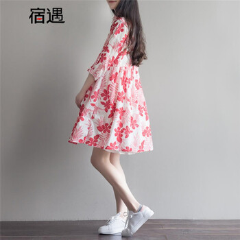 宿遇 大花，碎花 印花 連衣裙