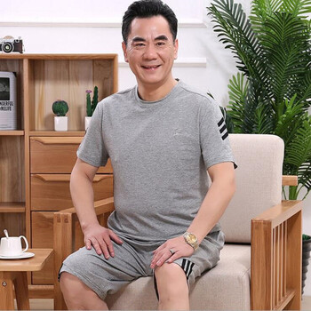 富貴鳥（FUGUNIAO） 短袖 男士T恤 灰色短袖+短褲 XL，L，加大，XXXL，XXL