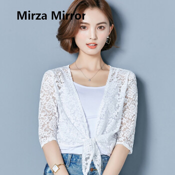 蜜莎蜜拉（Mirza Mirror）  七分袖 女 短外套 綁帶，鏤空，蕾絲，紗網(wǎng)